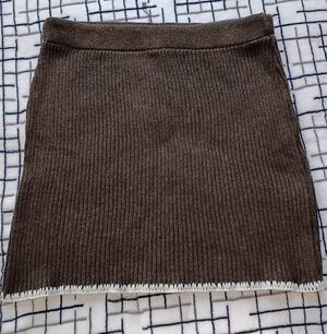 Nasty Gal Chocolate Brown Ribbed Mini Skirt Size Medium NEW